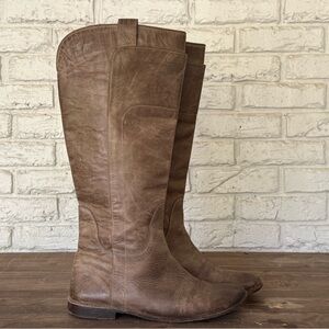 Frye Paige Taupe Leather KneeHigh Equestrian Riding Distressed Boots Women Sz 9B